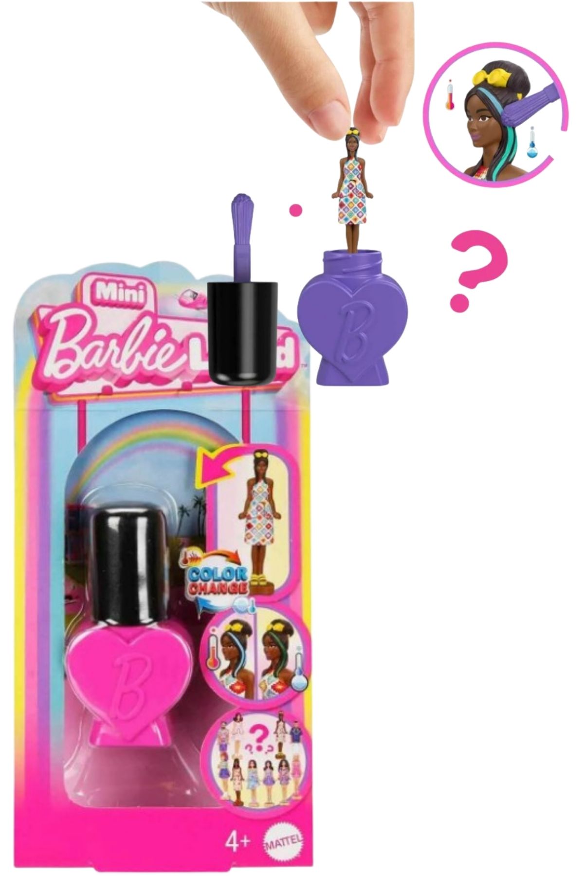Barbie Mini BarbieLand™ 'oje şişesi' içinde 4 cm'lik sürpriz bebekler JCP97