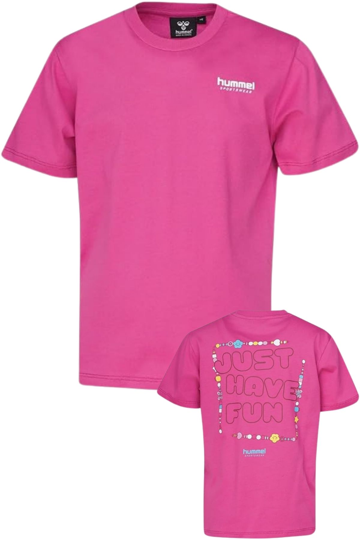 Hummel Pamuklu Regular Fit Sırt Baskılı Bisiklet Yaka T Shirt Kız Çocuk