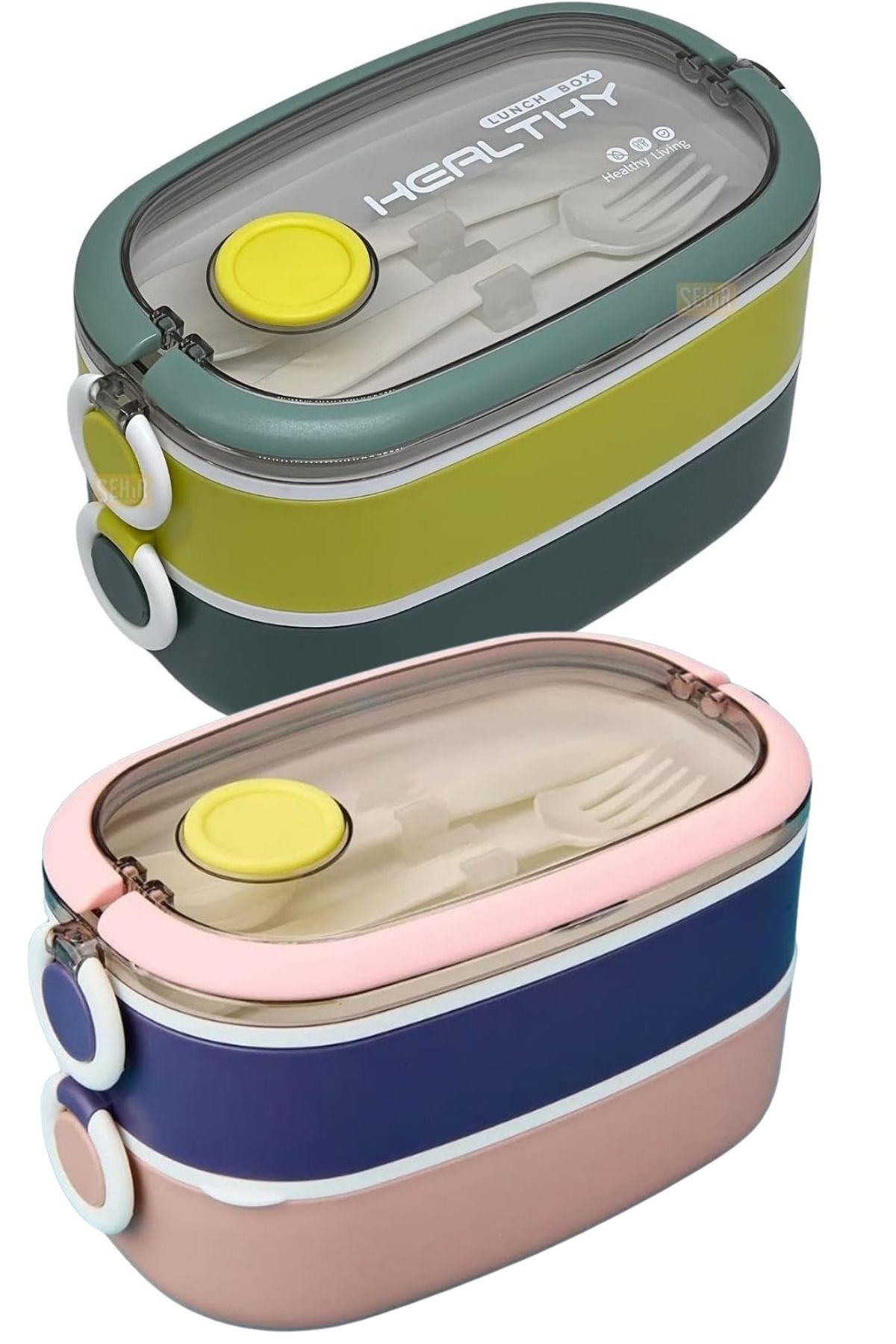 Vagonlife Bento 1300ml Lunchbox 2 Katlı 3 Bölmeli Paslanmaz Çelik Sefer Tası Yemek Kutusu 