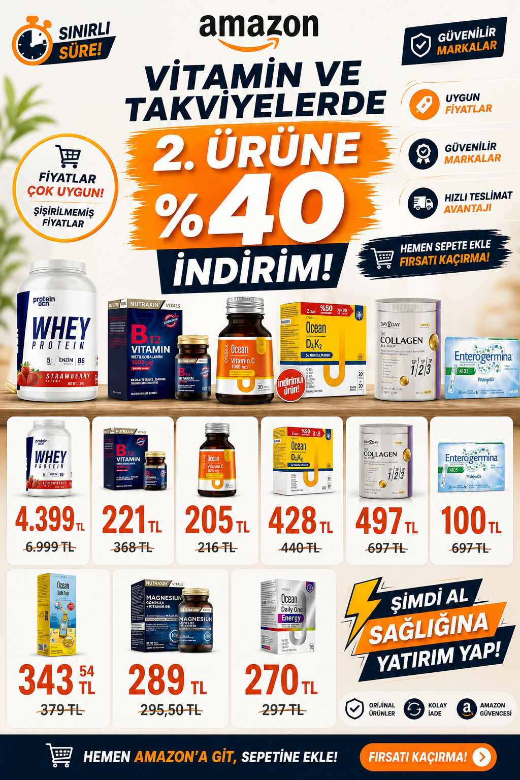 VİTAMİN VE TAKVİYELERDE 2. ÜRÜNE %40 İNDİRİM FIRSATI!