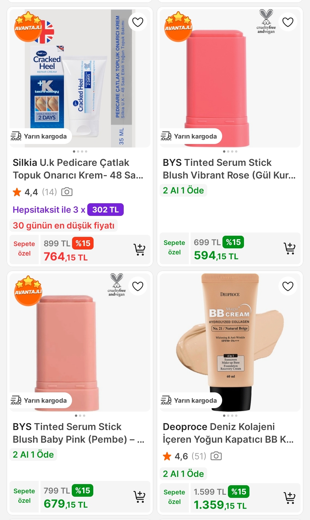 DEOPROCE, SILKIA U. K. ÜRÜNLERİNDE 2AL 1ÖDE FIRSATINA EK %15 İNDİRİM FIRSATI 