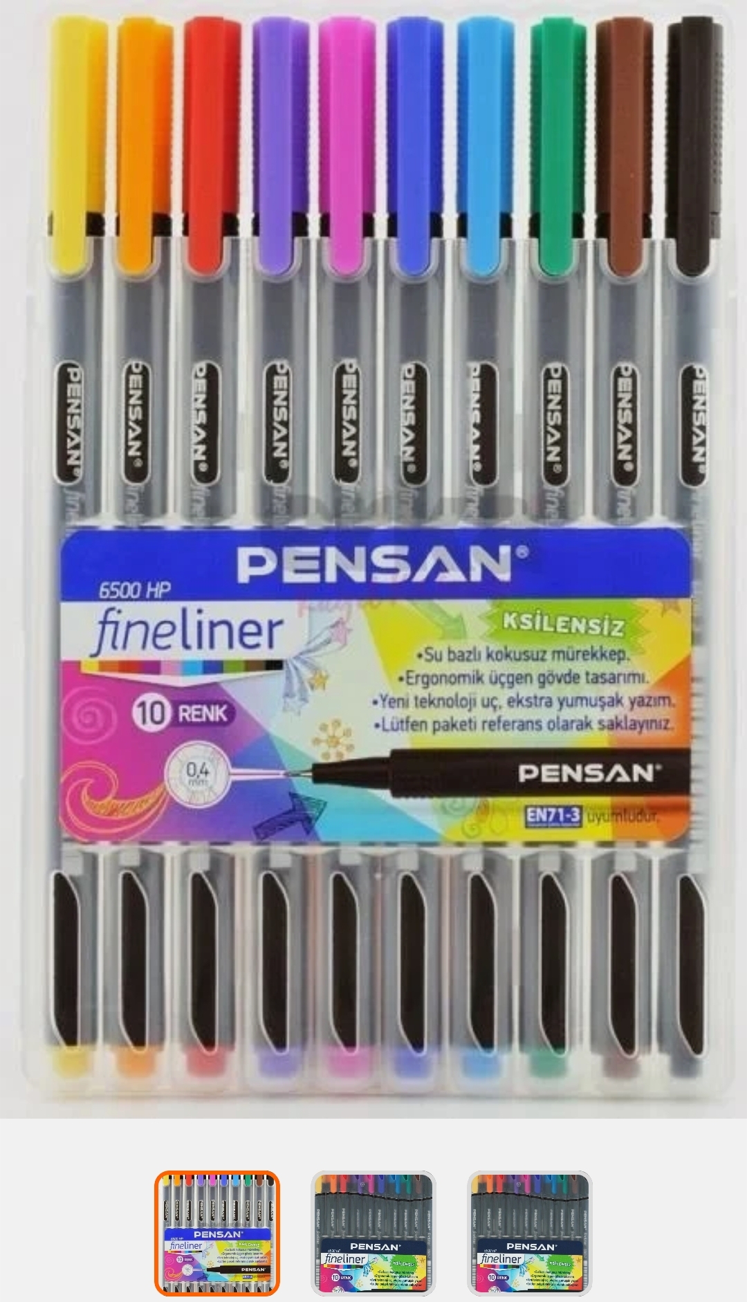 Pensan 6500 fineliner 0.4 10 renk keçe uçlu kalem