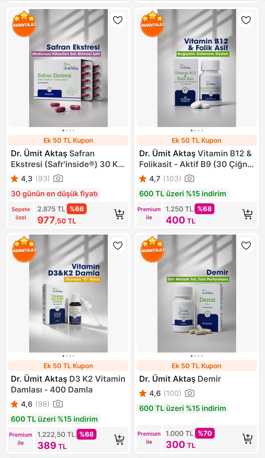Dr. ÜMİT AKTAŞ TÜM ÜRÜNLERDE NET %60 İNDİRİM FIRSATI! 