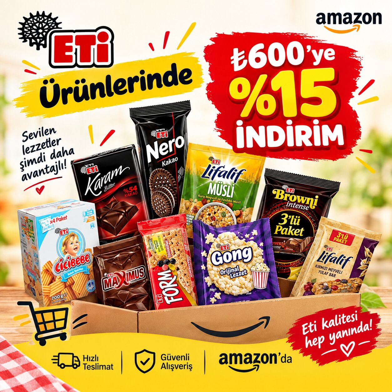 ETİ ÜRÜNLERİNDE ₺600 ye 15% İNDİRİM FIRSATI!