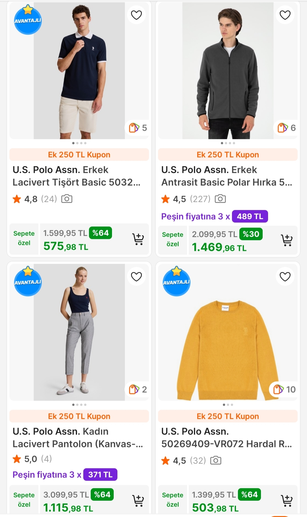 U.S. POLO ASSN. 1000TL'YE 250₺ KUPON FIRSATI! 