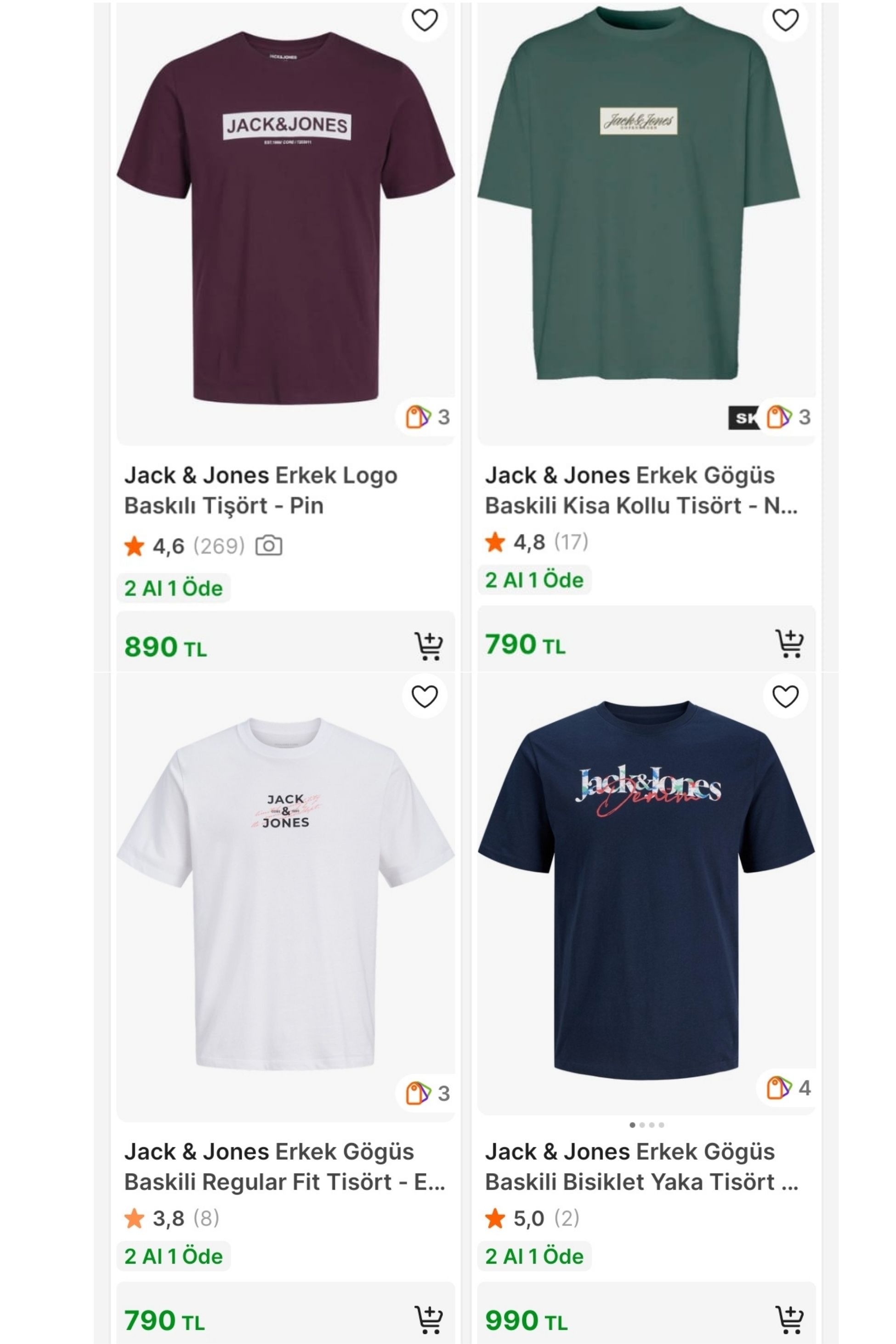 JACK&JONES TİŞÖRTLERDE 2 AL 1 ÖDE FIRSATI!