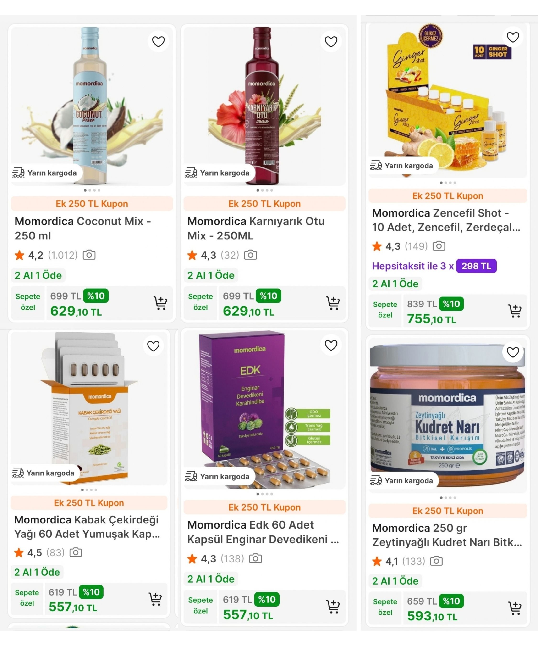 MOMORDİCA ÜRÜNLERİNDE 2.Sİ 1 TL + "MOMORDICA250" 400TL'YE 250TL + 600TL'YE %10 İNDİRİM FIRSATI! 