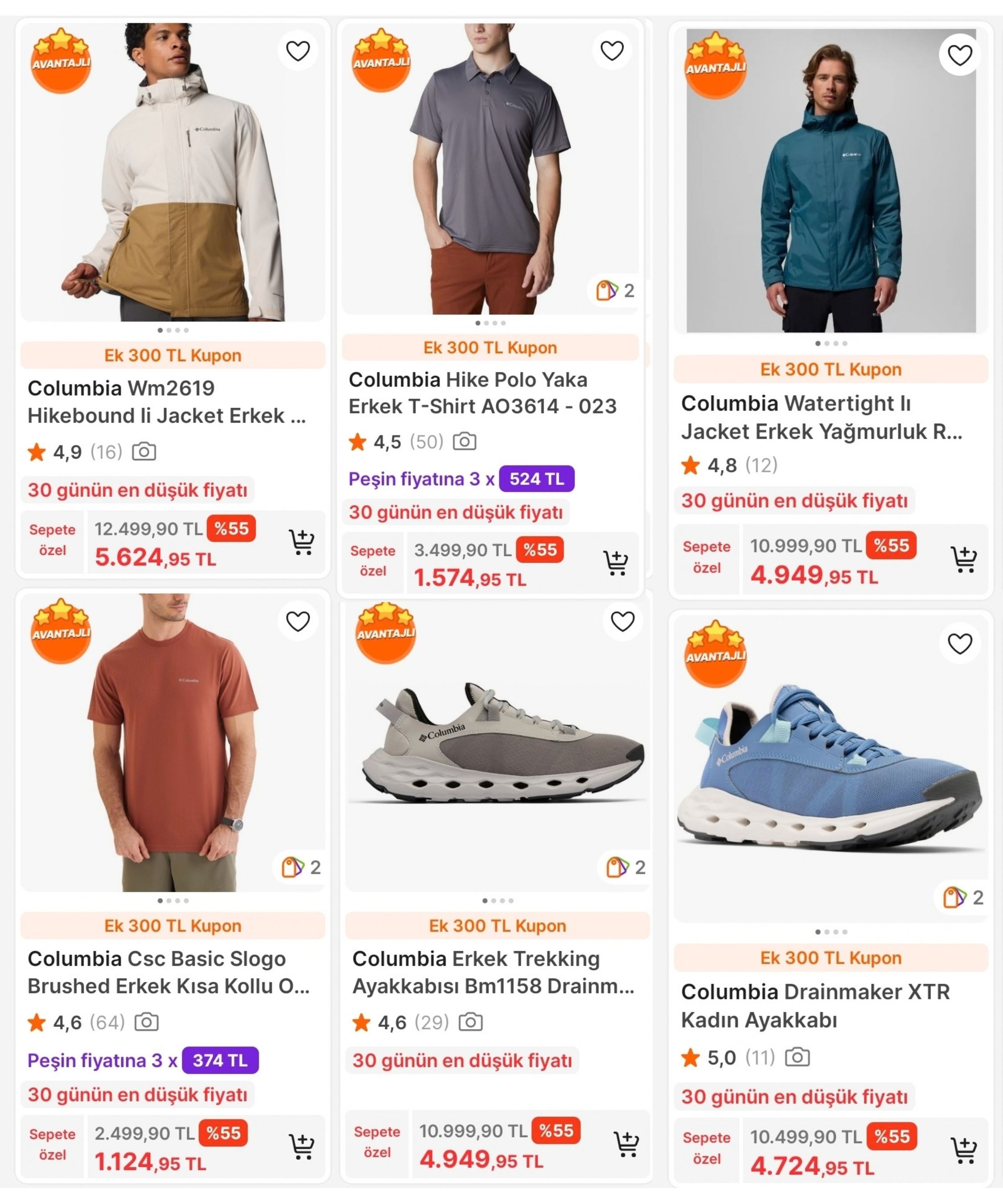 COLUMBİA ÜRÜNLERİNDE NET %55 + 2000TL'YE 300TL İNDİRİM FIRSATI! 
