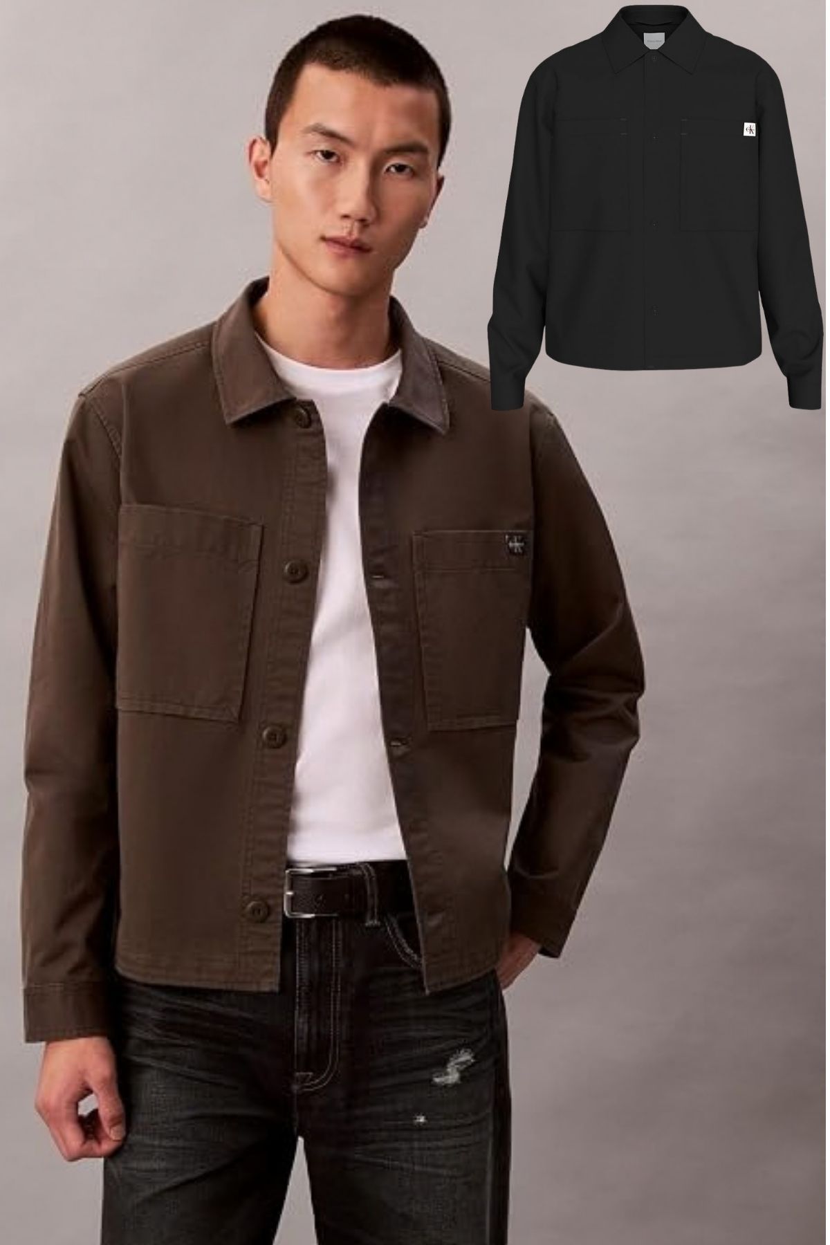 Calvin Klein LS COTTON OVERSHIRT Erkek