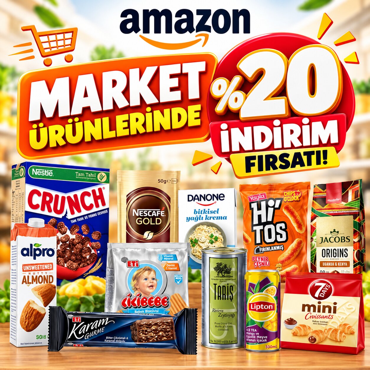 AMAZON'DA MARKET ÜRÜNLERİNDE SEPETTE %20 İNDİRİM FIRSATI!
