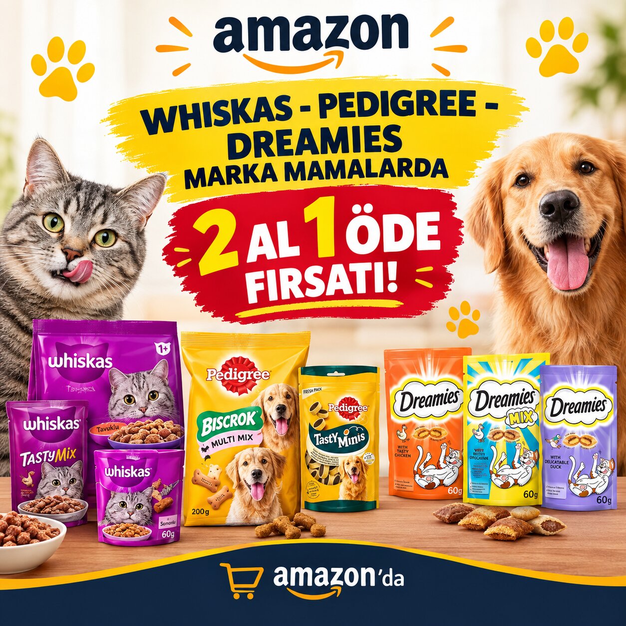 -WHİSKAS -PEDİGREE -DREAMİES MARKA MAMALARDA 2 AL 1 ÖDE FIRSATI!