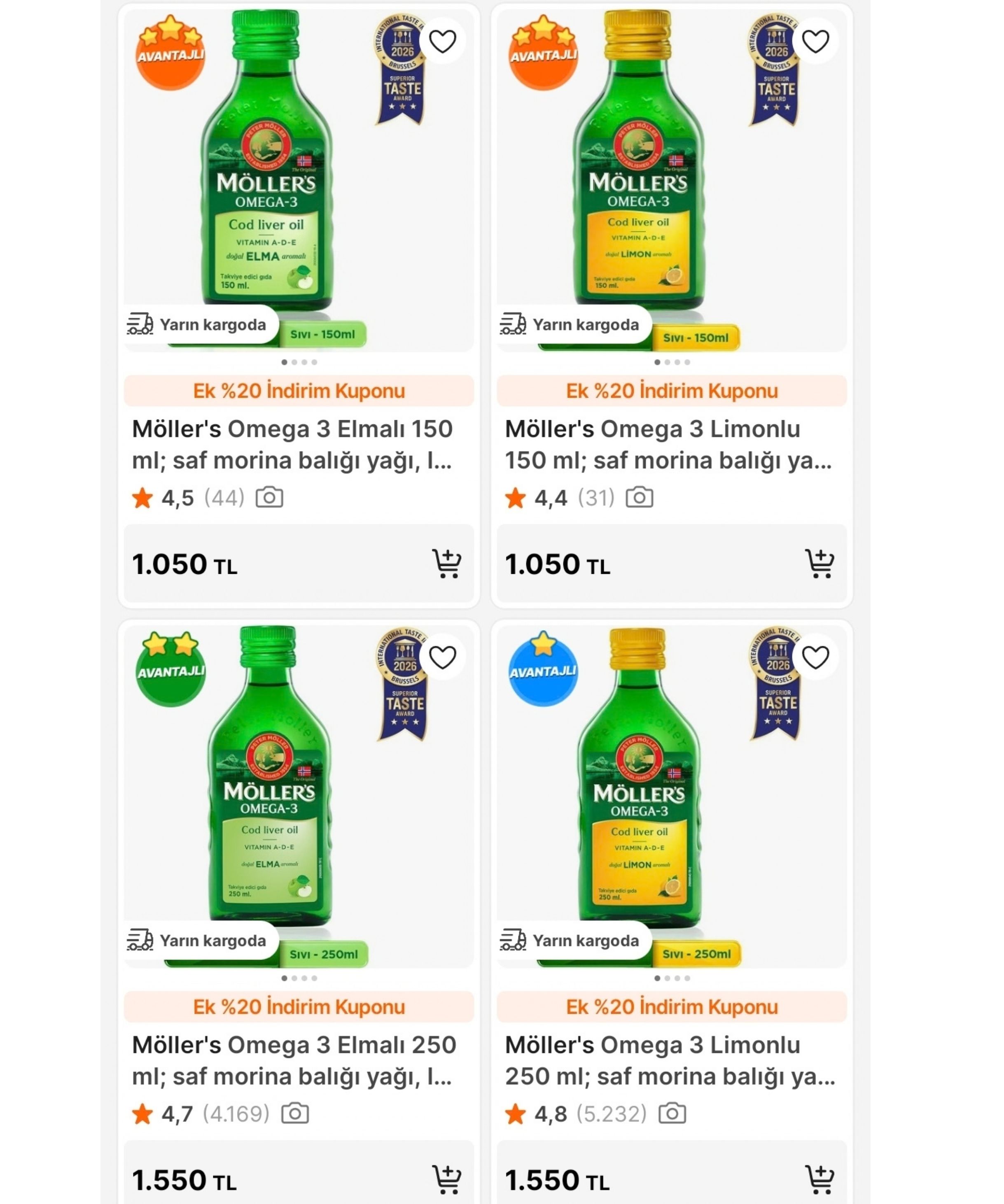 MÖLLER'S RESMİ SATICILI MÖLLER'S BALIK YAĞLARINDA "MOLLERS20" KODUYLA %20 İNDİRİM FIRSATI!