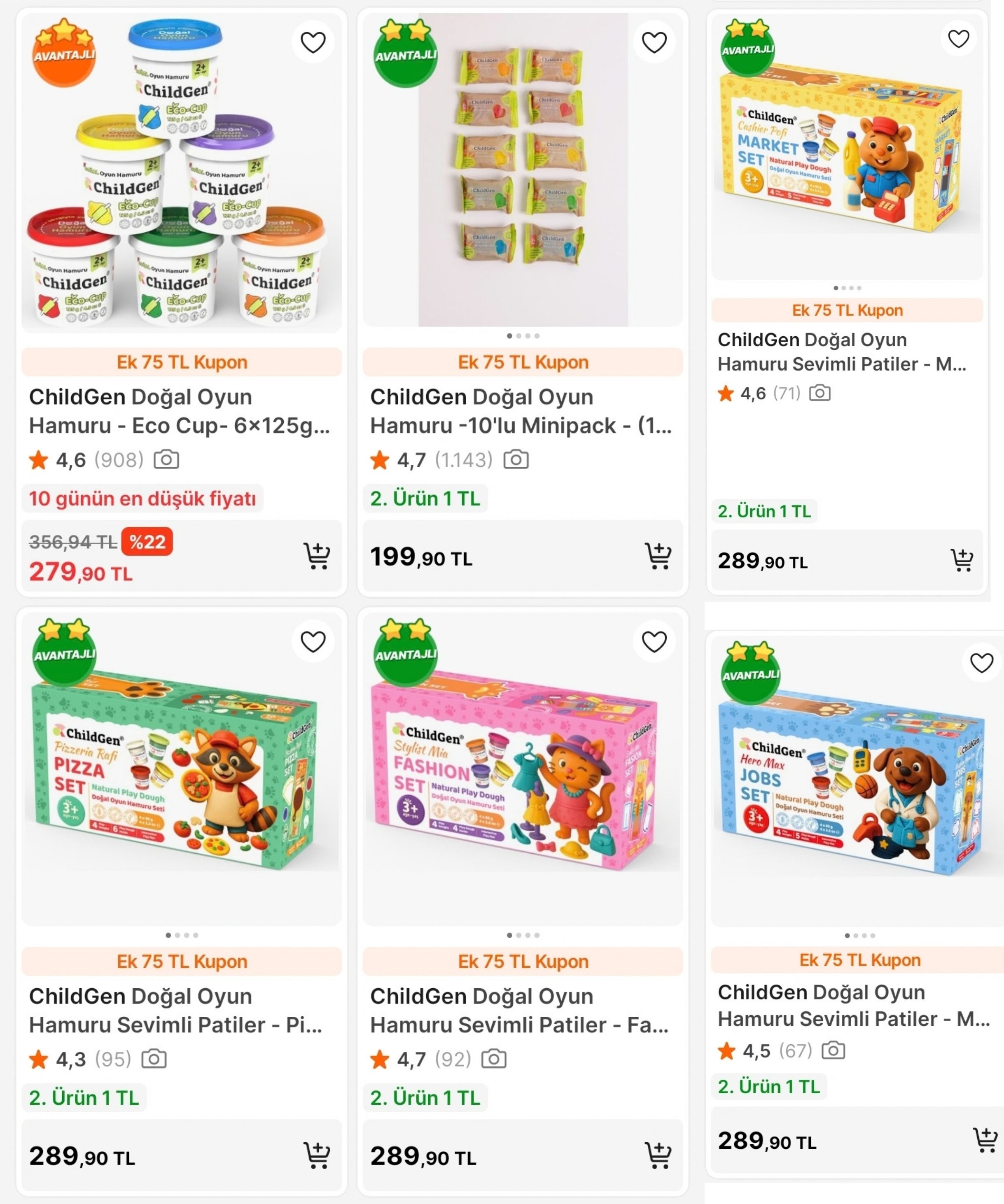ChildGen Play Dough SATICILI SEÇİLİ ÜRÜNLERDE 2. Sİ SADECE 1 TL