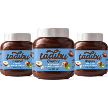 TADIBU Kakaolu Fındık Ezmesi 330g x 3 Adet – %35 Yoğun Fındık Oranı, Katkısız
