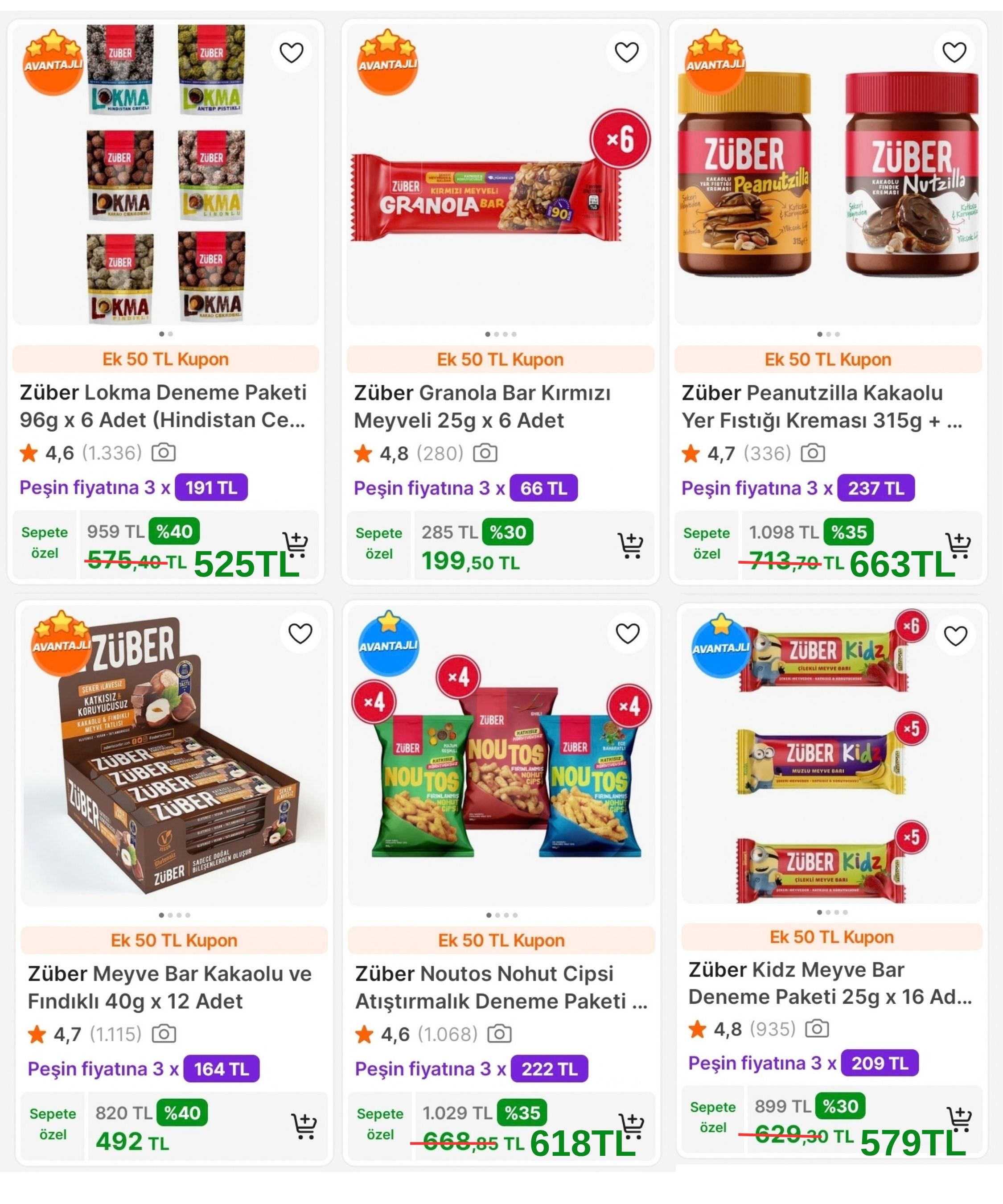 ZÜBER'DE TÜM İNDİRİMLERE EK 500TL'YE 50TL, 800TL'YE 100TL VE 1500TL'YE 400TL KUPON FIRSATI!