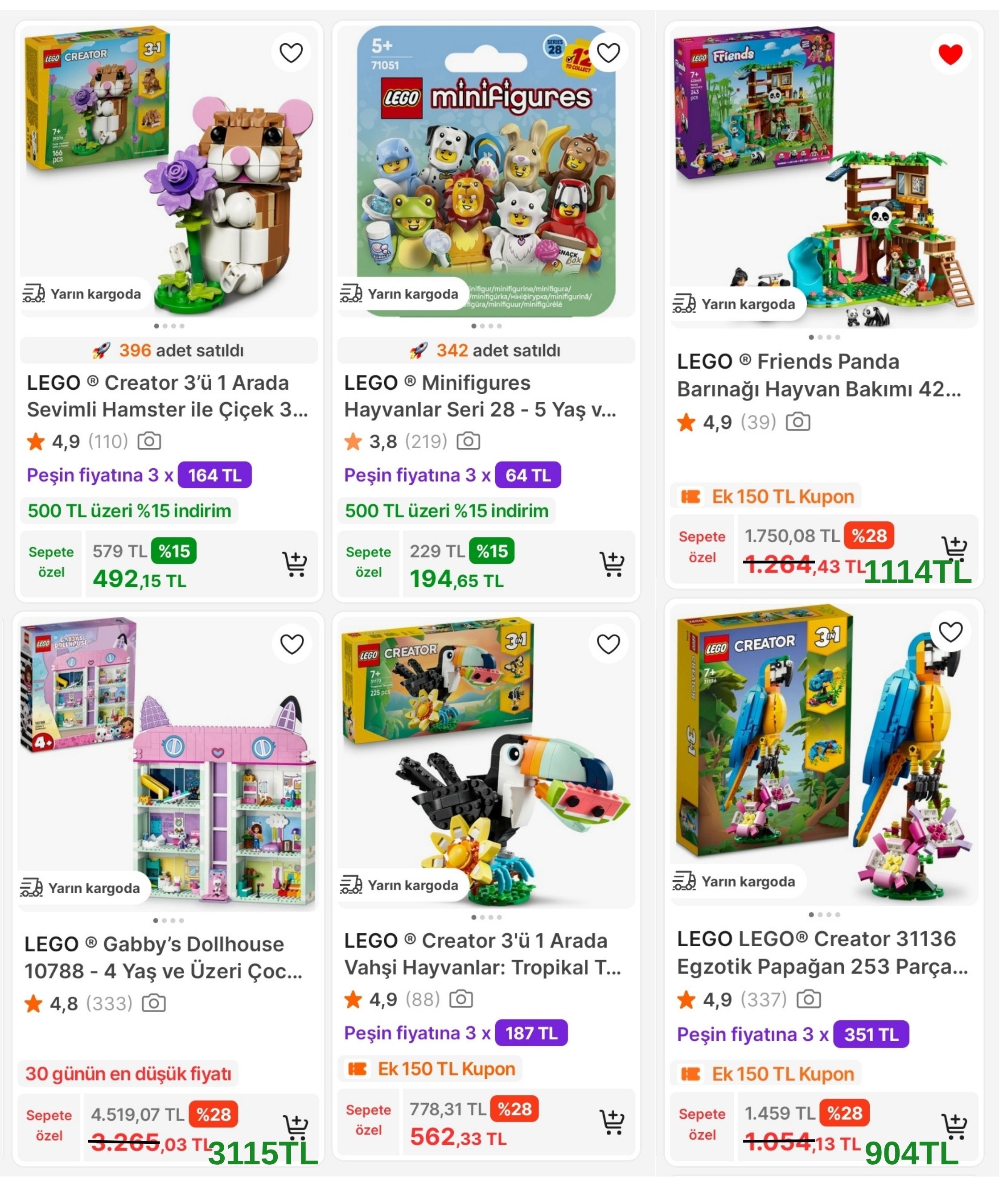 HEPSİBURADA SATICILI LEGO ÜRÜNLERİNDE İNDİRİMLERE EK 750TL'YE 150TL İNDİRİM FIRSATI!
