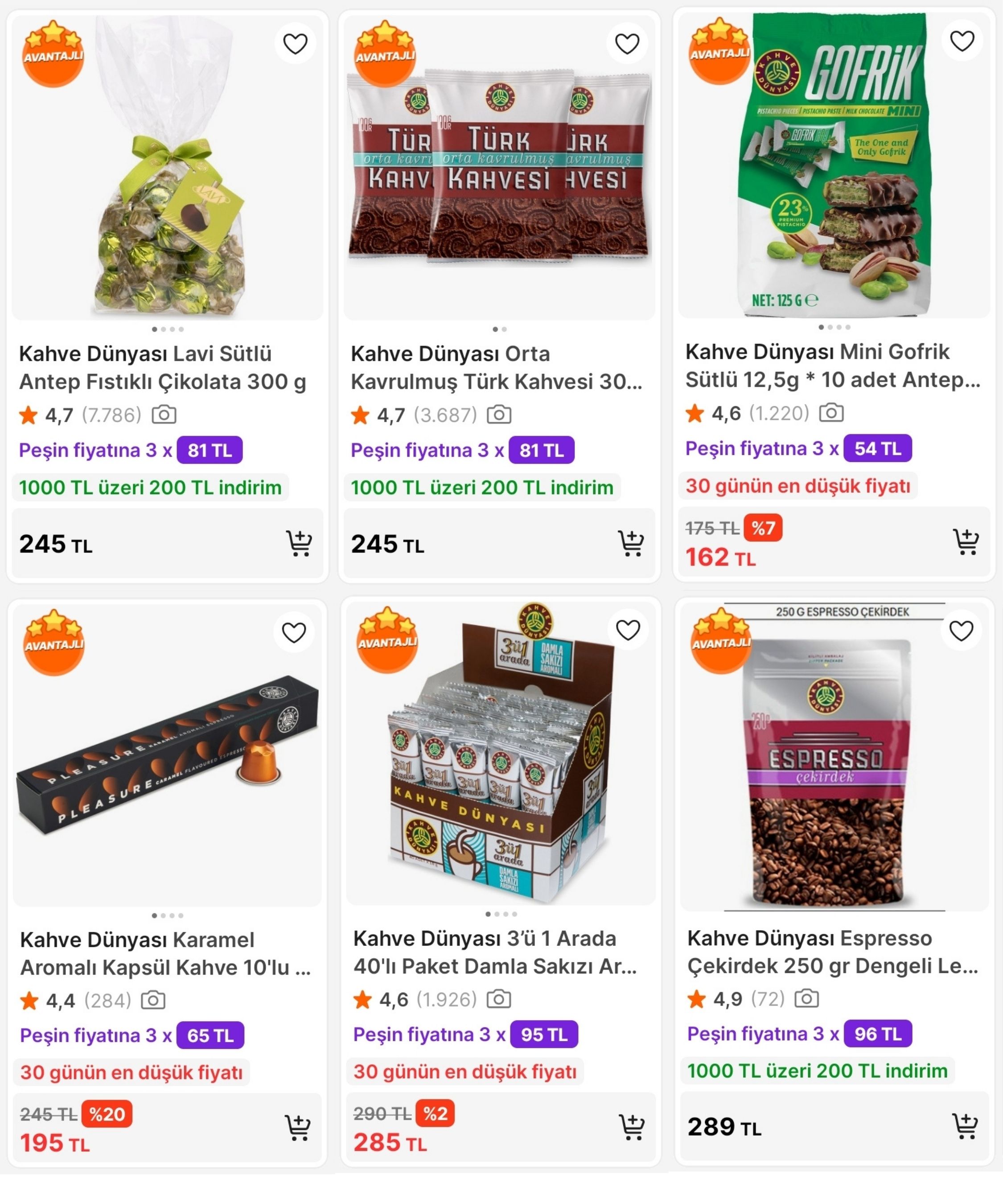 KAHVE DÜNYASI'NDA 1000TL'YE 200TL İNDİRİM FIRSATI!