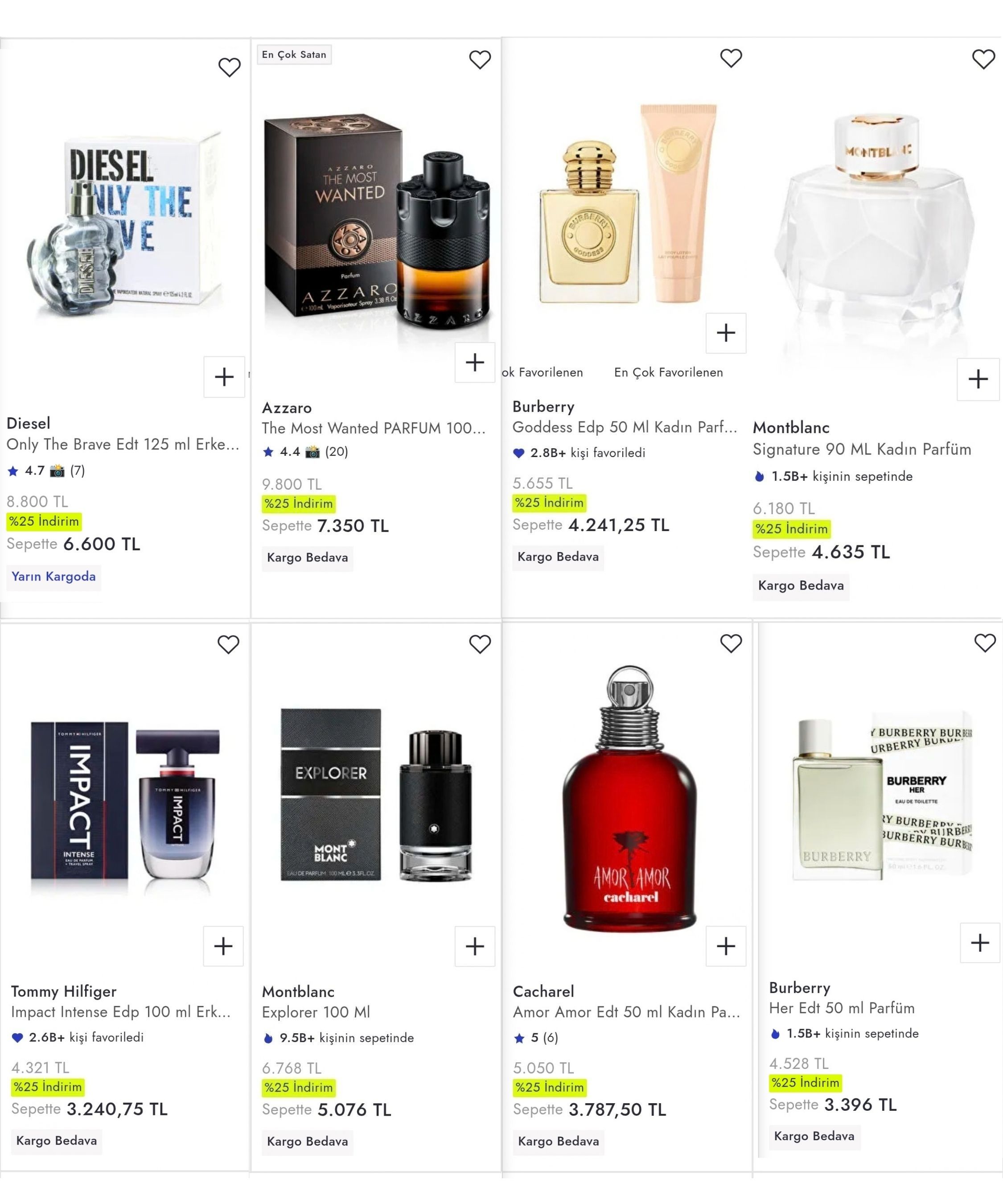 BOYNER'DE KOZMETİK FESTİVALİ PARFÜMLERDE (AZZARRO, BURBERRY, MONTBLANC...) %25 İNDİRİME EK 7500TL'YE 500TL KUPON FIRSATI! 